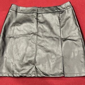 Womens Black Faux Leather Skirt